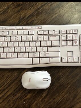 Logitech White Wireless Keyboard and Mouse Combo - Sleek Pink sleek Office Set